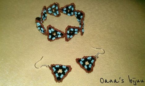 Set bratara si cercei Triunghi colorat