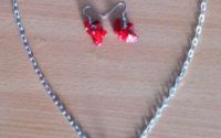 Set colier + cercei coral rosu