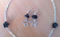 Set colier si cercei stea Onix negru