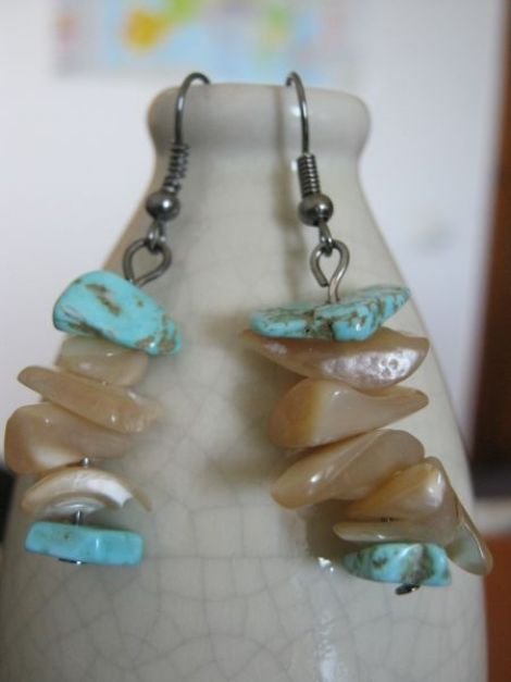 Cercei turquoise-beige