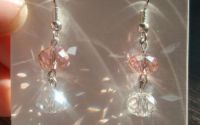 Cercei imitatie Swarovsky - alb si roz