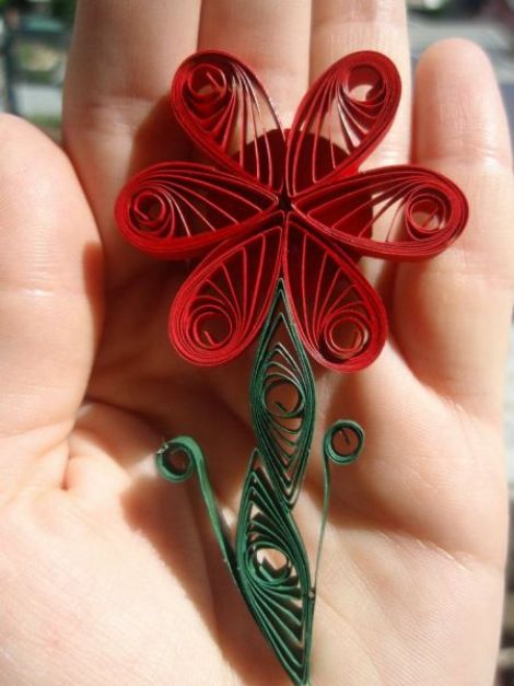 Magnet de frigider - floare cu tulpina