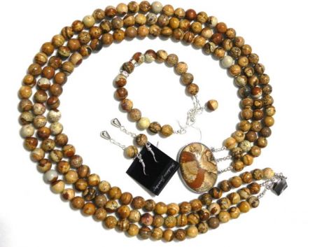 Set picture jasper - colier bratara simpla cerce