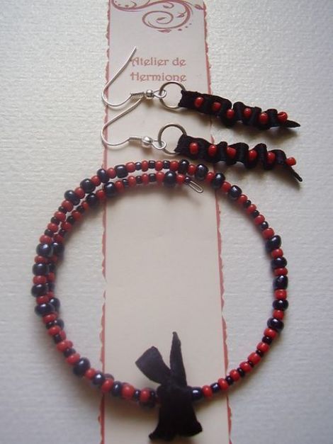 Set cercei si bratara "Red and black"