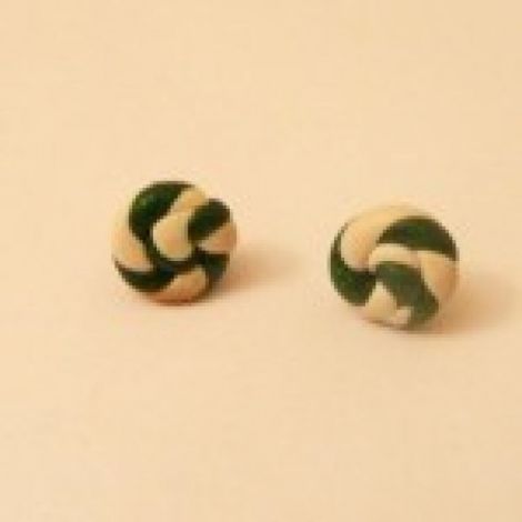 Cercei fimo - acadele alb cu verde