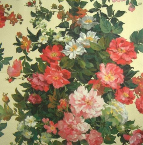 Servetel pictura- buchet de trandafiri
