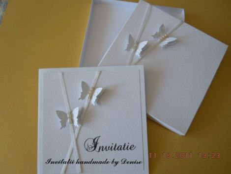 Invitatie nunta handmade cu fluturi.