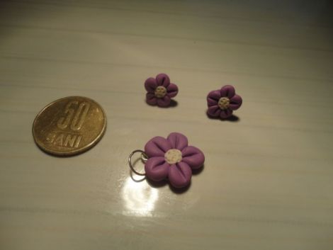 Set cercei+pandantiv floare mov
