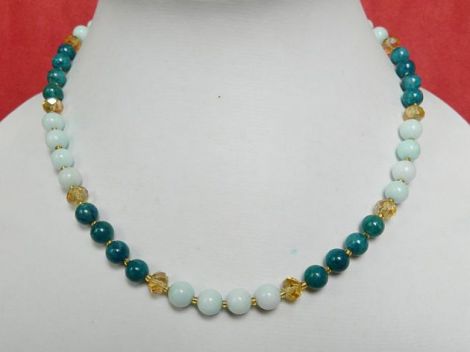 Colier cu aquamarine si amazonite