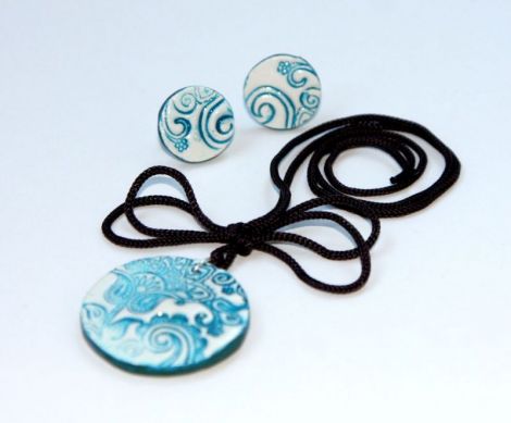 Set floral - cercei si medalion