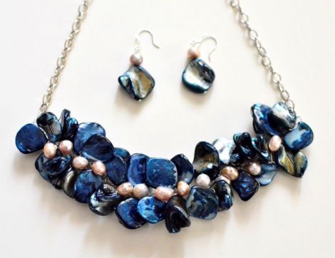 Blue Sea- bijuterii unicat sidef si perle