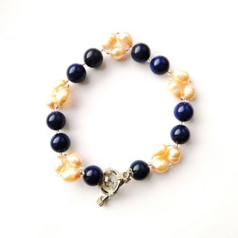 Bratara LapisLazuli cu perle naturale