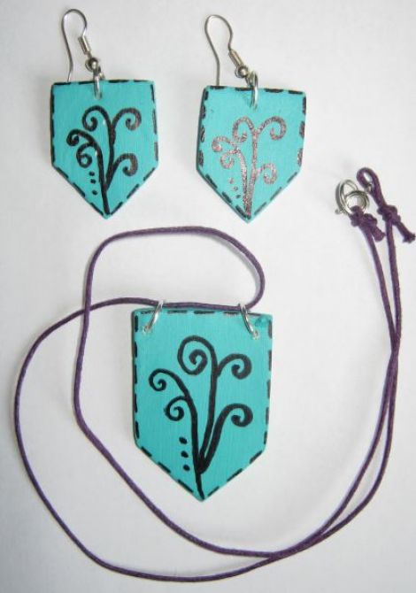 Set medalion si cercei verzi