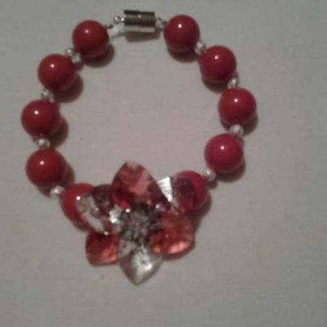 Bratara Flower red coral