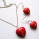 set howlite rosu cu inimioare 