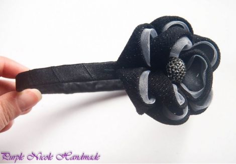 Cordeluta Little Black Flower - floare kanzashi