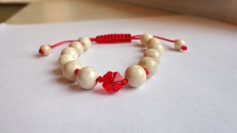 Bratara element Swarovski+ margele coral fosil