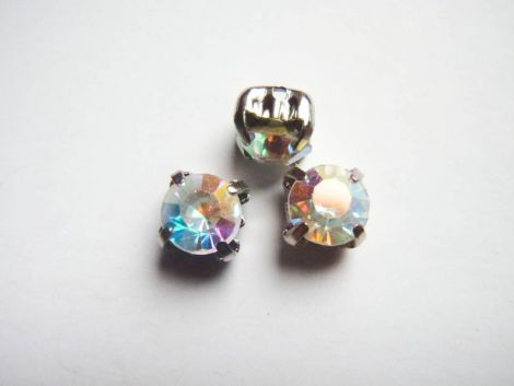 Margele rhinestone patrate albe efect AB 6 mm