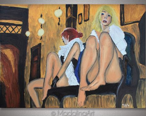 Prostitutes ulei pe panza 50 x 70 cm